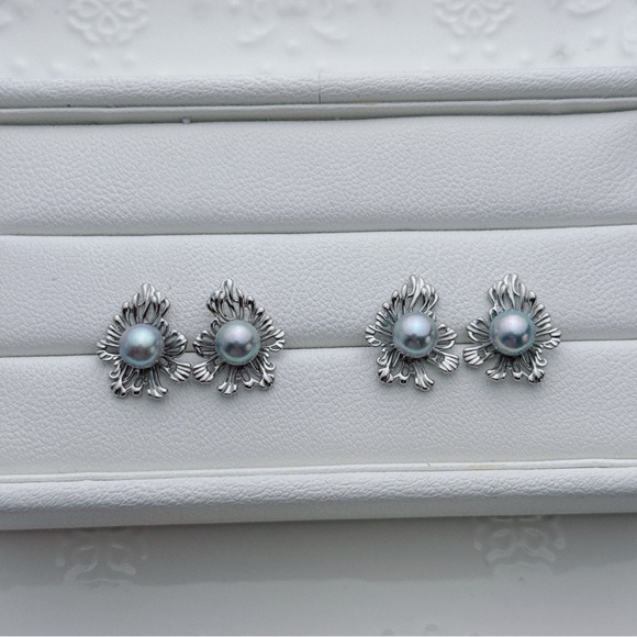 E242 S925 Handmade Akoya Sea Pearl Earrings - Picture 5 of 5